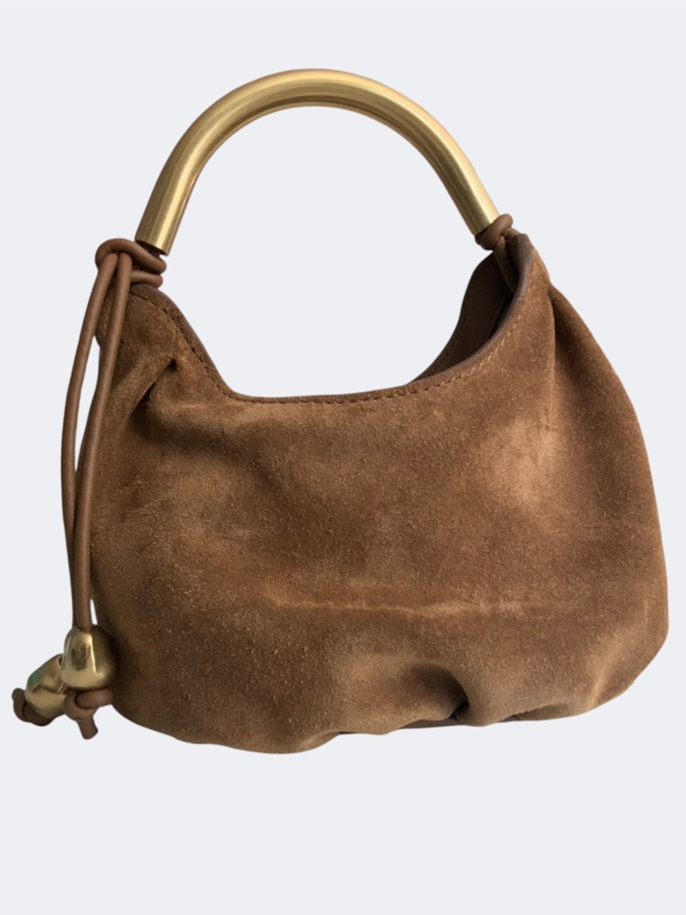 Madewell The Camren Mini Hobo Bag Aged Cognac Brown Suede Leather NWT - Picture 6 of 9